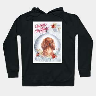 Long Haired Dachshund Merry Christmas Santa Dog Hoodie